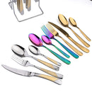 Axyaa 24pcs Stainless Steel Cutlery Set - Western Dinnerware Flatware Kit