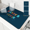 Axyaa Dino Text Kitchen Drying Mat - Quick Draining Pad for Bathroom & Faucet