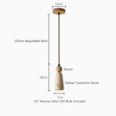Axyaa Yellow Travertine Wood Pendant Light, LED Hanging Lamp for Dinging Living Room