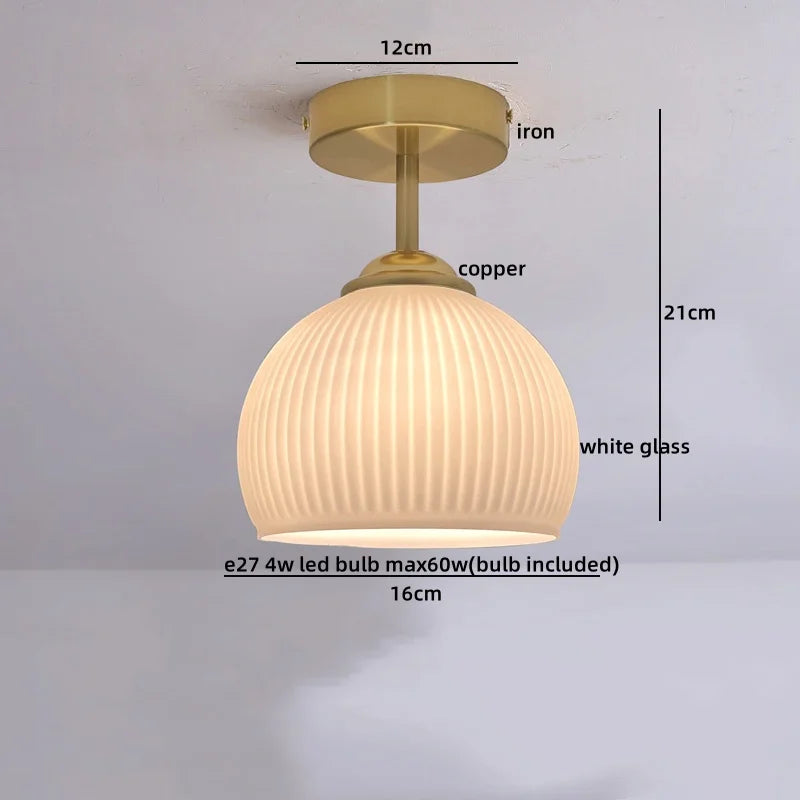 Axyaa Copper Glass LED Ceiling Lamp - Modern Indoor Lighting Fixtures
