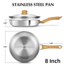 Axyaa Stainless Steel Frying Pan with Bakelite Handle and Lid