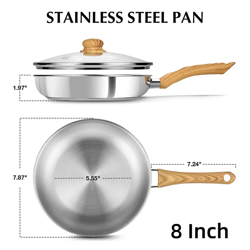 Axyaa Stainless Steel Frying Pan with Bakelite Handle and Lid