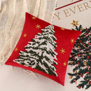 Axyaa Christmas Velvet Embroidered Tree Throw Cushion Cover Cojines