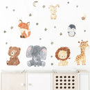 Axyaa Cute Africa Animals Wall Stickers for Kids Room - Elephant, Giraffe, Bear, Fox