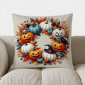 Axyaa Halloween Pumpkins & Wreath Decor Pillow Cover for Sofa, Bedroom, Car