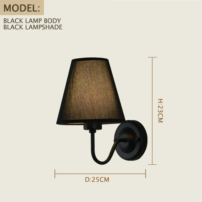 Axyaa Retro Fabric Wall Lamp for Home Decor & LED Lighting
