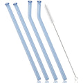 Axyaa Glass Straw Set - 4pcs Milk Tea Juice Cocktail & Brush, Bar Accessories
