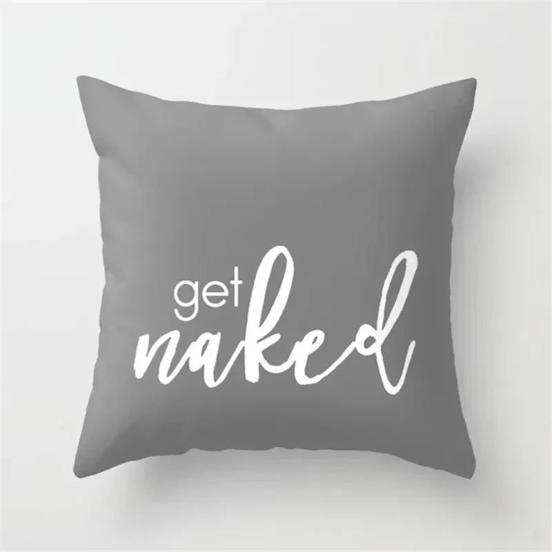 Yellow Geometric Polyester Cushion Cover by Axyaa - Modern Black Letter Pillow Cover