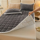 Axyaa Warm Coral Fleece Mattress Pad - Double Bed Solid Color Winter Blanket
