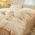 Axyaa Princess Style Ruffle Lace Bow Bedding Set - 4pcs