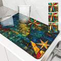 Kitchen Draining Mat Geometric Figures Quick Dry Bathroom Drain Pad by Axyaa