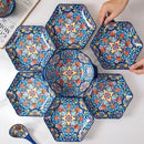 Axyaa Bohemian Hexagonal Ceramic Plate Set - Creative Under-glaze High-end Fish Platter