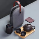 Axyaa Portable Purple Clay Kung Fu Travel Tea Set - Perfect for Outdoor Adventures