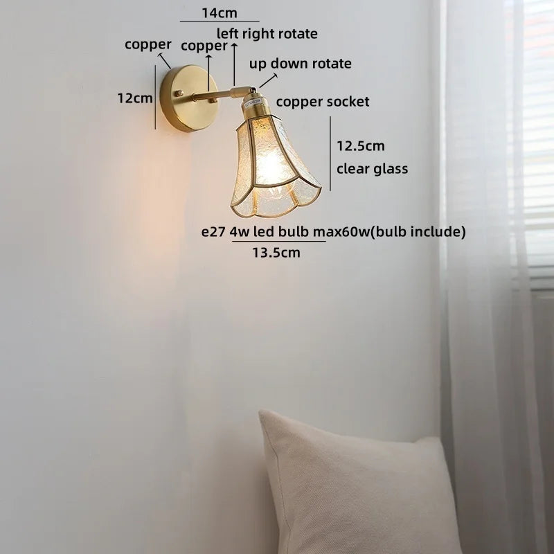 Axyaa Clear Glass Copper Arm LED Wall Sconce Wandlamp