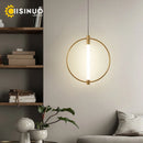Axyaa Modern LED Circle Pendant Luminaires in Gold and Black