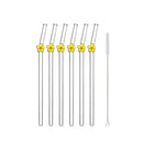 Colorful Glass Flower Straws for Tea Juice Milkshake by Axyaa-A Pack of 6