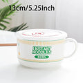 Axyaa Ceramic Noodle Bowl with Lid - Large Capacity Soup & Salad Lunch Box