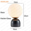 Axyaa Black Iron Glass Ball Table Lamps - Nordic Bedroom Lighting
