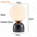 Axyaa Black Iron Glass Ball Table Lamps - Nordic Bedroom Lighting