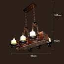 Axyaa Industrial Glass & Wood Chandelier - Retro Style for Restaurants, Bars & Coffee Shops