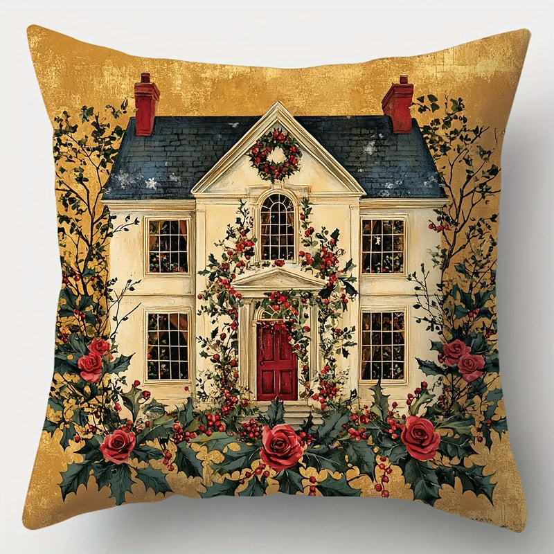 Axyaa Christmas Santa Snowman Pillowcase - Festive Sofa Cushion Cover