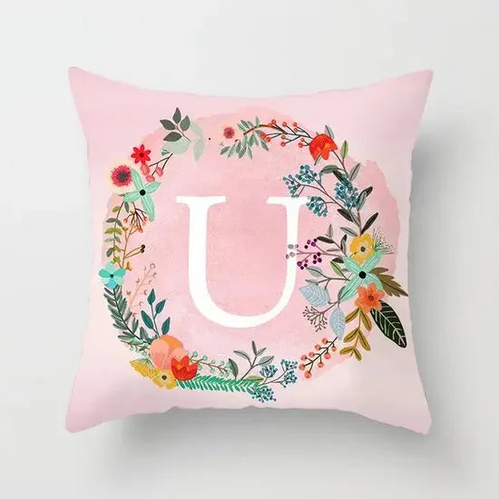 Axyaa Wreath Alphabet Pillow Cover - 45x45cm