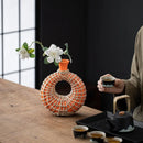 Axyaa Geometric Rattan Vase Straw Plaited Floral Arrangement Home Decor Accessories