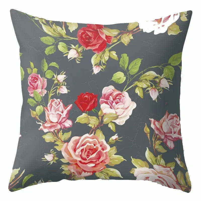 Axyaa Tree Flower Plant Landscape Print Pillow Cover 45X45CM