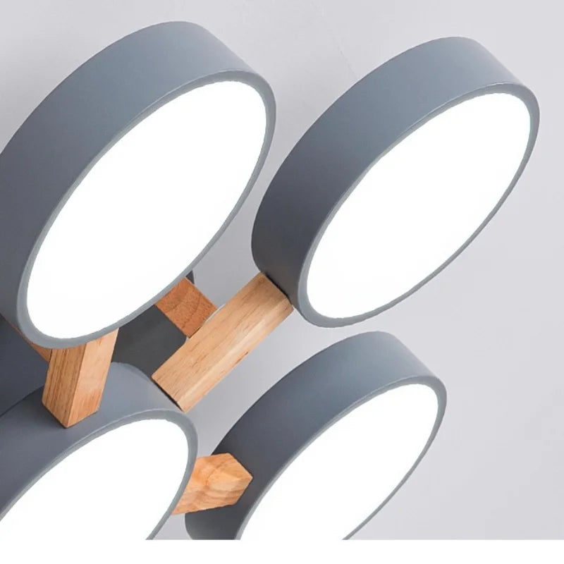 Axyaa Wood Macaron Ceiling Chandelier Light for Bedroom Living Room Kitchen