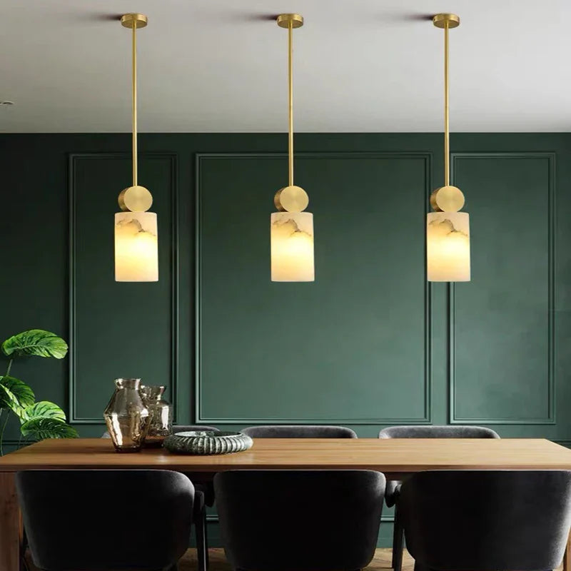Axyaa Nordic Marble Copper LED Pendant Lights for Dining and Bedroom