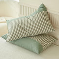 Axyaa Soft Cotton Pillowcase Chequer Grid Pattern 48x74cm Bedding Pillow Cover Set