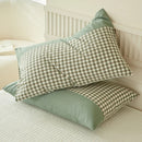 Axyaa Soft Cotton Pillowcase Chequer Grid Pattern 48x74cm Bedding Pillow Cover Set