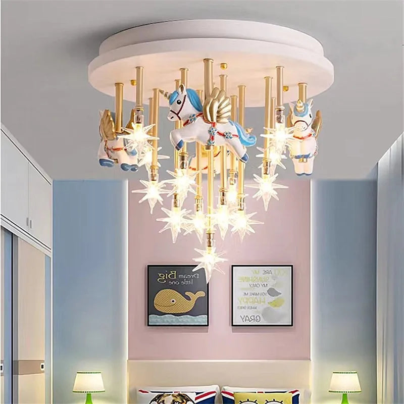 Axyaa Star Animal Ceiling Light for Kids Rooms - Kawaii Room Decor