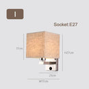 Axyaa Wood Iron LED Wall Lamp with Linen Lampshade for Bedroom and Aisle Lighting