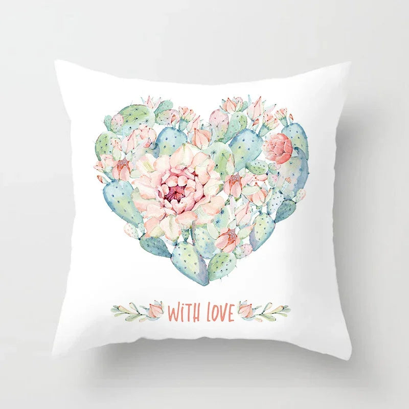 Tropical Cactus Summer Plants Pattern Cushion Cover for Axyaa Home Decor