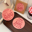 Axyaa Kawaii Pink Ceramics Drink Coasters Set - Cute Aesthetic Cup Mat Accessories