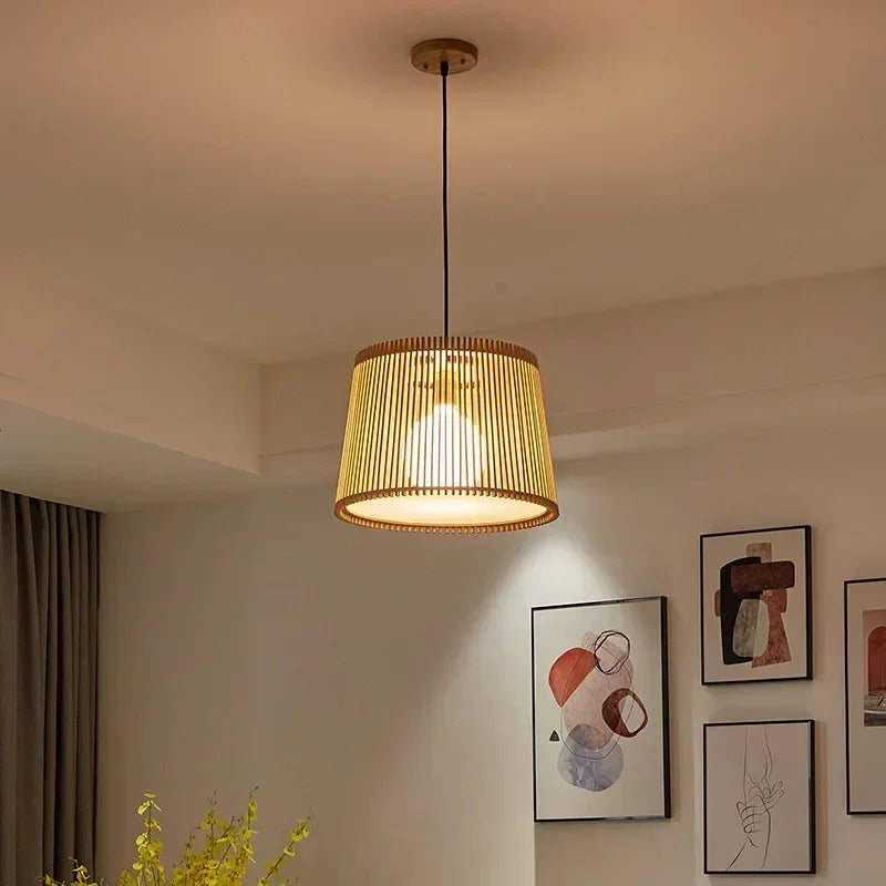 Axyaa Bamboo Chandelier: Nordic Style Ceiling Light for Home Decor