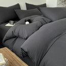 Axyaa Wrinkle Yarn Bedding Set: Duvet Cover, Pillowcase, Sheet Set for Twin King
