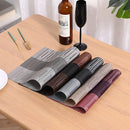 Axyaa Red Vinyl Woven Placemats - Set of 10 - Non Slip Heat-Resistant Table Mats