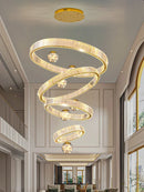 Axyaa Crystal Chandelier: Modern Stair Pendant Lamp for Interior Lighting