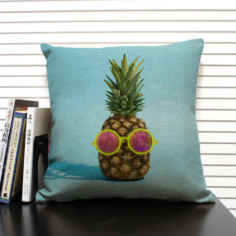 Axyaa Cactus Pineapple Pattern Cushion Cover 45x45 Linen Pillowcase