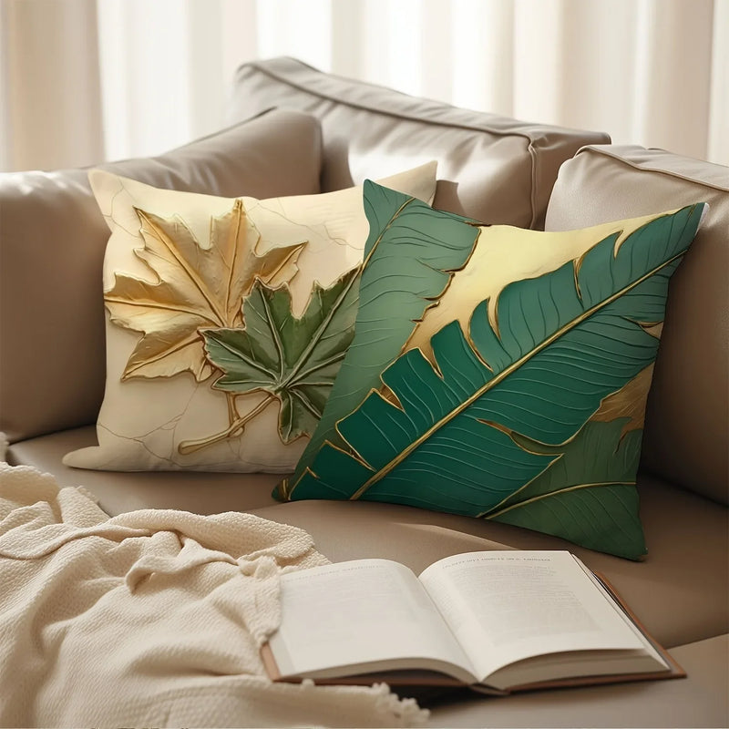 Axyaa Leaf Printed Pillowcase - Modern Home Room Decor Sofa Cushion Cover