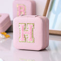 Axyaa Sequin Letter Jewelry Box with Mirror - Cute Portable Organizer Gift