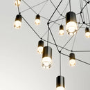 Axyaa Black Acrylic LED Pendant Chandelier | Modern Minimalist Line Design Indoor Lighting