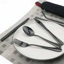 Axyaa Stainless Steel Dinnerware Set with Reusable Straw, Cutlery, Knife, Spoon, Fork, Chopsticks