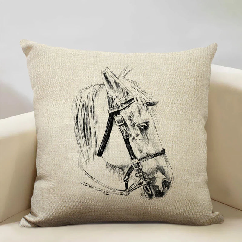 Luxury Axyaa Horse Cushion Cover 45x45cm Linen Pillow Case for Home Decor