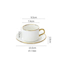 Axya Gold Coffee Cup Set for 6 - High-Grade Porcelain Tea Cup Saucer Dish