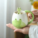 Axyaa Frog Ceramic Mug 450ml - Cute 3D Cartoon Animal Cup for Kids & Christmas Gifts