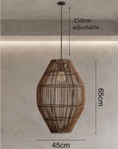 Axyaa Rattan Bamboo Woven Lantern Chandelier - Wabi Sabi Style Pendant Light