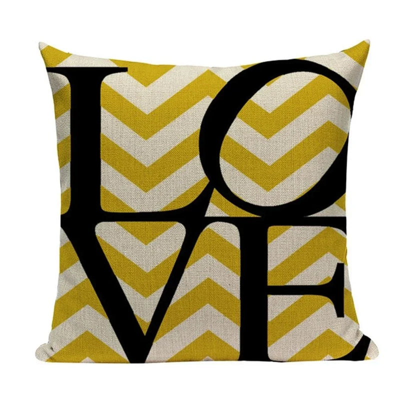 Axyaa Yellow Geometric Linen Pillow Case 45*45cm
